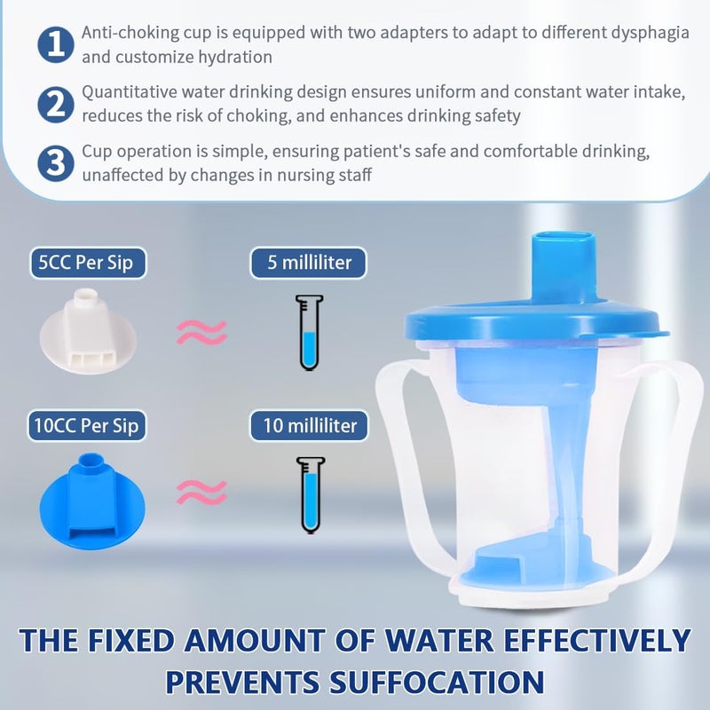 Ehucon Dysphagia Regulating Drinking Cup, Prevent Choking for Dysphagia/Dementia/Elderly,Dispenses 5~10cc or 10~15cc of Liquid Each time,Spill-Proof (Blue-Pack of 1 Count) - Image 4